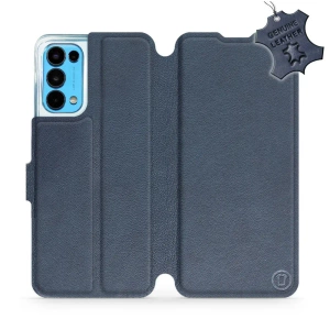 Etui ze skóry naturalnej do OPPO RENO 5 5G - wzór Blue Leather