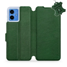 Etui ze skóry naturalnej do Motorola Moto G14 - wzór Green Leather
