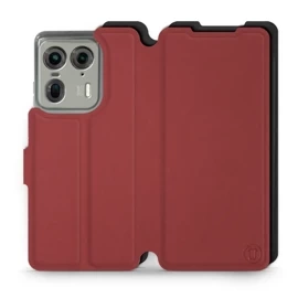 Hülle für Motorola Edge 50 Ultra - Farbe Dunkelrot mit Schwarz