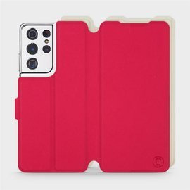 Etui Soft Touch do Samsung Galaxy S21 Ultra - wzór Żywa czerwień z platyną