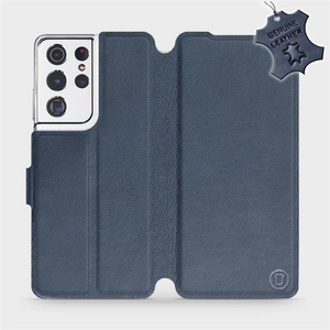Etui ze skóry naturalnej do Samsung Galaxy S21 Ultra - wzór Blue Leather