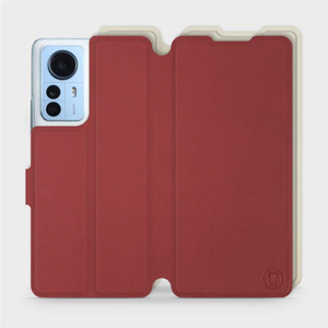 Hülle für Xiaomi 12 Pro - Farbe Dunkelrot mit Platin