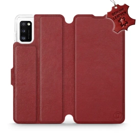 Phone Case Samsung Galaxy A41 - Design Dark Red Leather