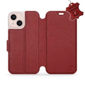 Phone Case Apple iPhone 13 mini - Design Dark Red Leather