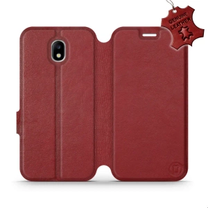 Etui ze skóry naturalnej do Samsung Galaxy J5 2017 - wzór Dark Red Leather