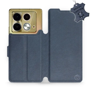 Etui ze skóry naturalnej do Infinix Note 40 - wzór Blue Leather