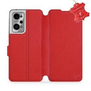 Etui ze skóry naturalnej do Realme GT 2 - wzór Red Leather