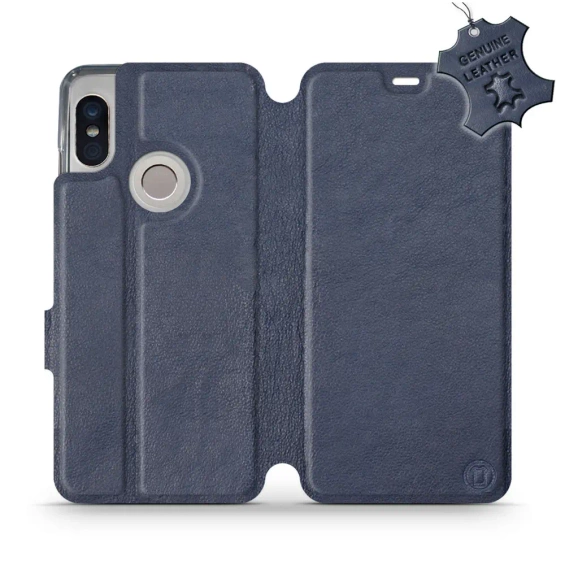 Etui ze skóry naturalnej do Xiaomi Redmi Note 5 - wzór Blue Leather
