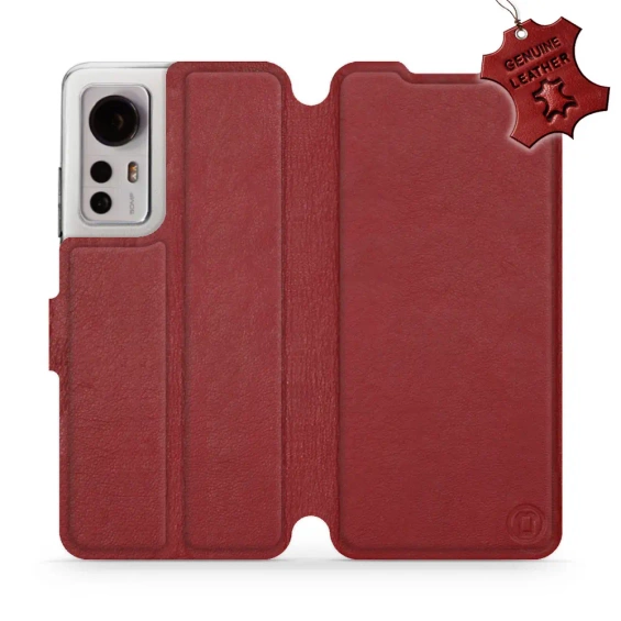 Phone Case Xiaomi 12 - Design Dark Red Leather