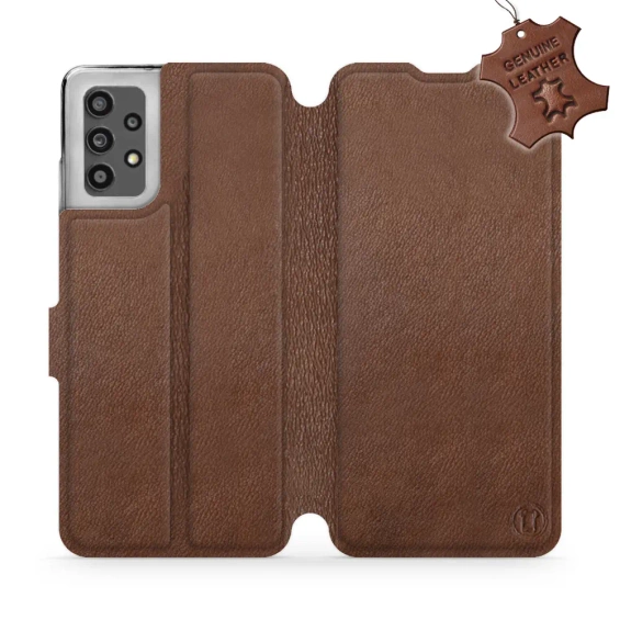 Etui ze skóry naturalnej do Samsung Galaxy A32 4g - wzór Brown Leather
