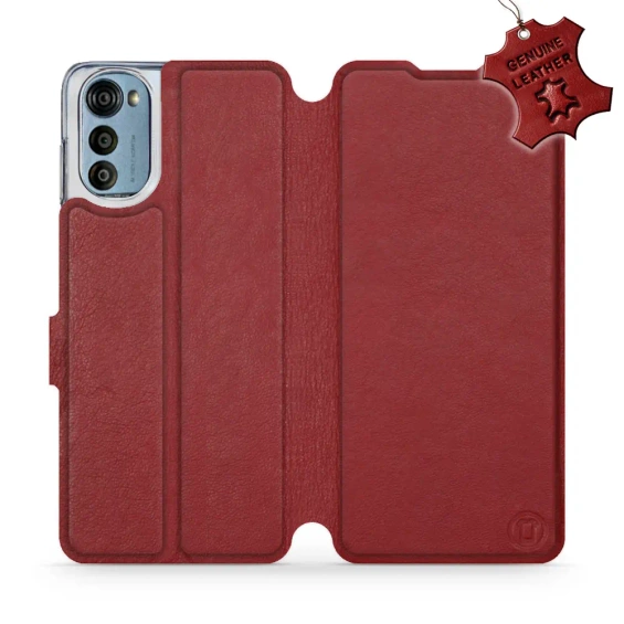 Phone Case Motorola Moto E32 - Design Dark Red Leather